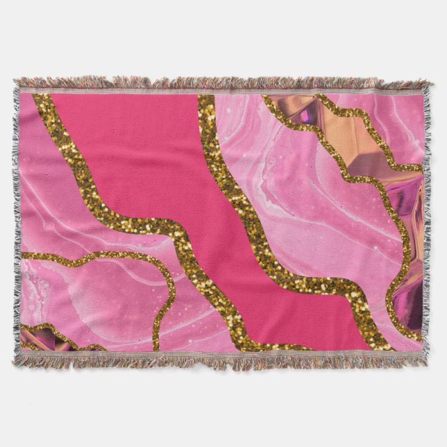 Manta Purpurina de Geode de Agate Rosado y Oro (Anverso)
