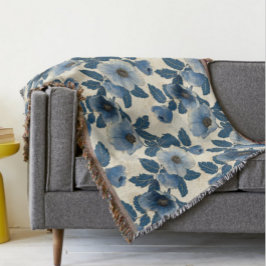 Manta Purpurina de oro floral azul Ukiyo-e japonés