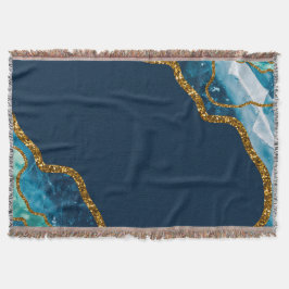 Manta Purpurina Geode de la Agate Azul y Oro