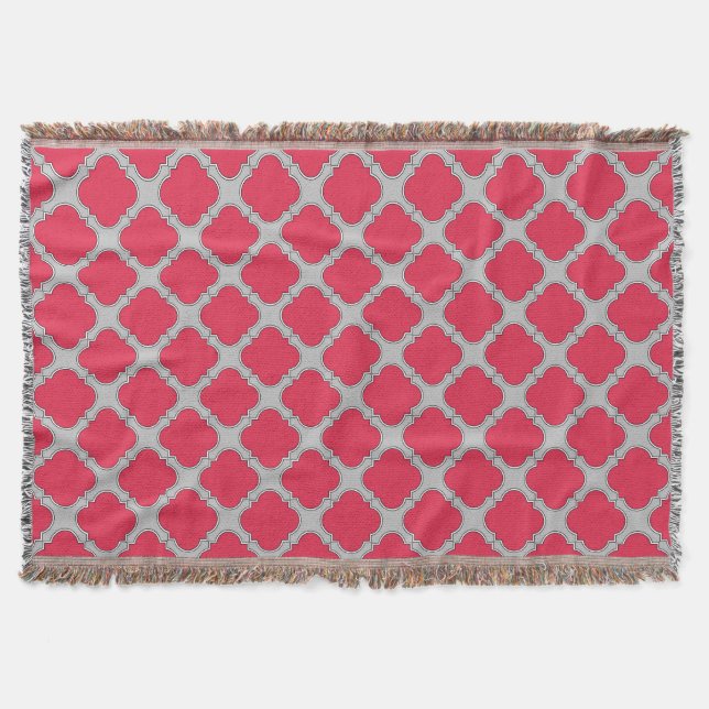 Manta Quatrefoil rojo y gris (Anverso)