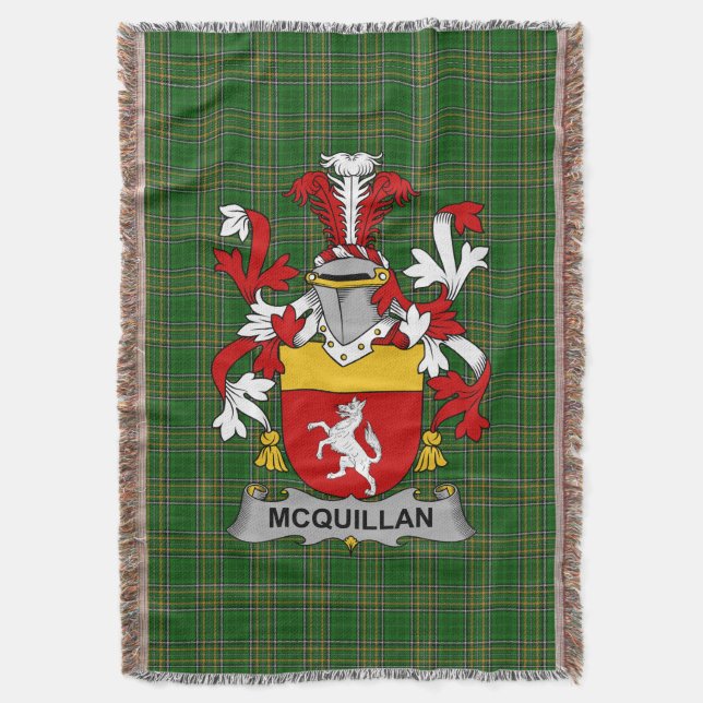 Manta Quillan irlandés o McQuillan escudo de armas Cr (Frente vertical)