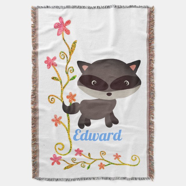 Manta Raccoon con flores (Frente vertical)