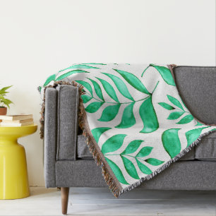 Manta Ramas acuarelas simples - verde