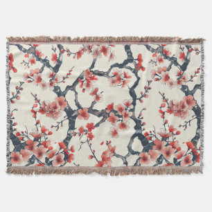 Manta Ramas de Flor de Cerezo de Coral Marfil Floral Asi