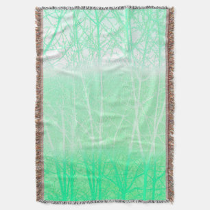 Manta Ramas Verdes Menta Niebla Helada