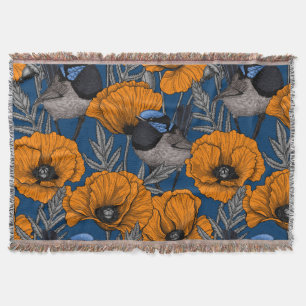 Manta Ramblas de hadas y flores de amapola naranja