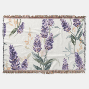 Manta Ramilletes de lavanda Botánico acuarela floral púr