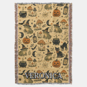 Manta Rana de Halloween Vintage Estampada Nombre