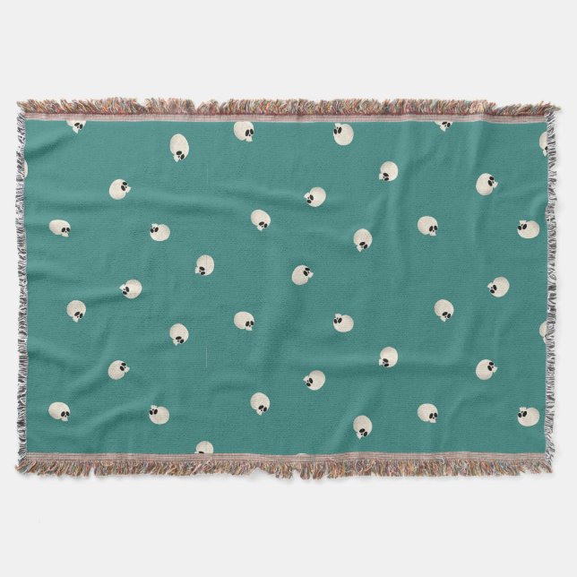 Manta Random Cute Kawaii Skull Dots mitad verde (Anverso)