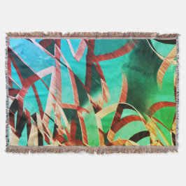 Manta Rasgos marrones sobre verde rústico y aguamarina