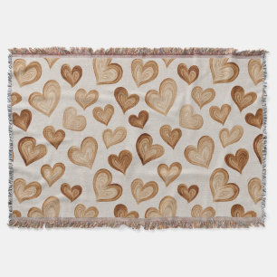 Manta Rayas Corazones Crema Marrón