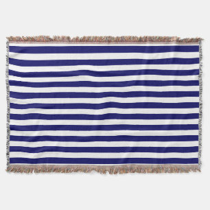 Manta Rayas de caramelo azul y blanco de la marina