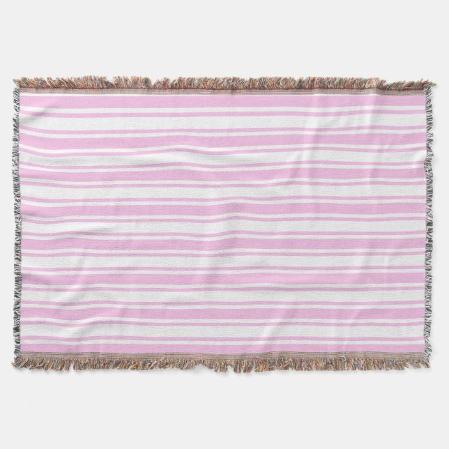 Manta Rayas de caramelo rosa claro y blanco (Anverso)
