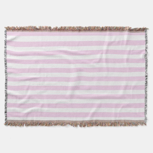 Manta Rayas de caramelo rosa pálido y blanco (Anverso)