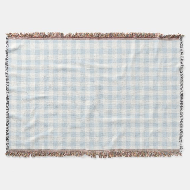 Manta Rayas de Cuadro Escocés Blanco Azul Claro   (Anverso)