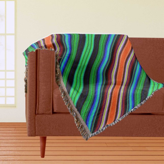 Manta Rayas diagonales delgadas en color - 1 funda de la (Thin Colorful Diagonal Stripes - 1 Throw Blanket)