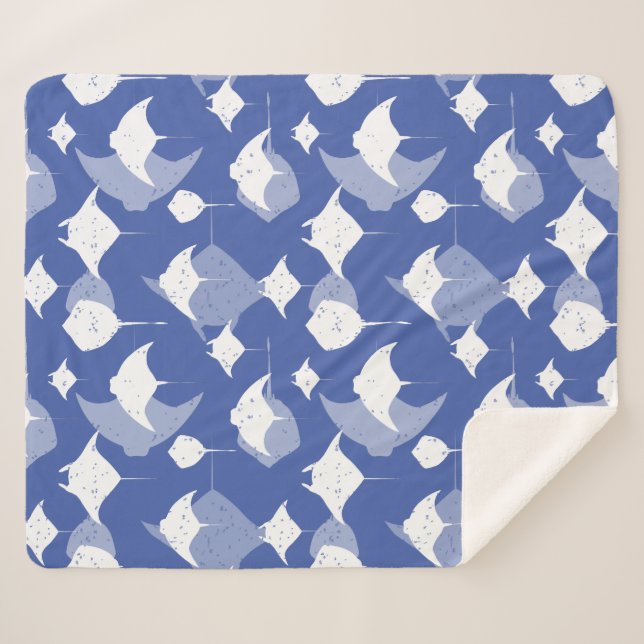 Manta Rays, Stingrays, Guay Blue White Sea Life (Anverso (horizontal))