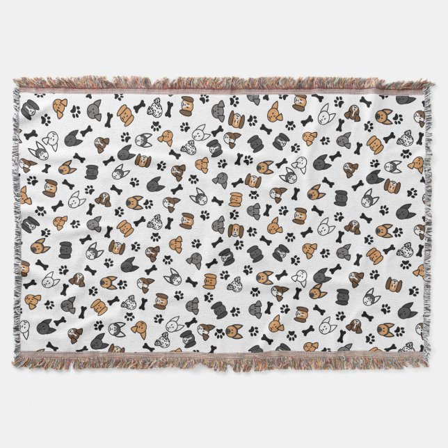 Manta Razas divertidas de perro con huesos y pinturas (Anverso)