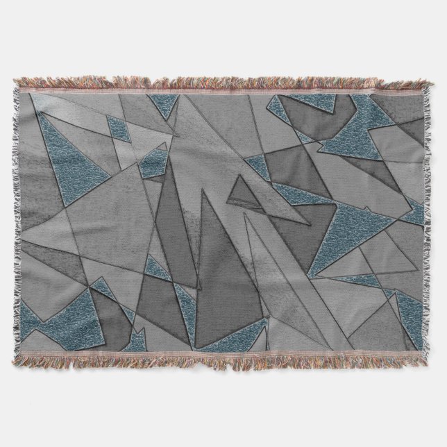 Manta Recortes triangulares grises con trozos de azul os (Anverso)
