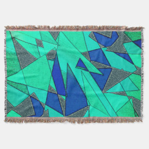 Manta Recortes triangulares verdes sobre fondo azul, ásp