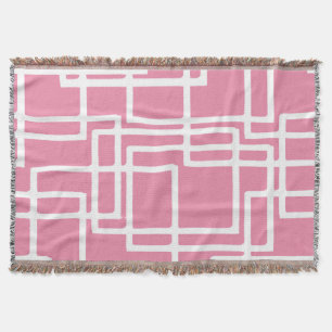 Manta Rectángulos blancos retro-modernos en rosa grisáce