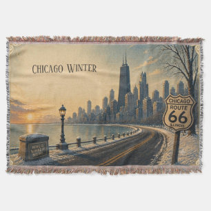 Manta Recuerdos de la ruta 66 de invierno de Chicago aco