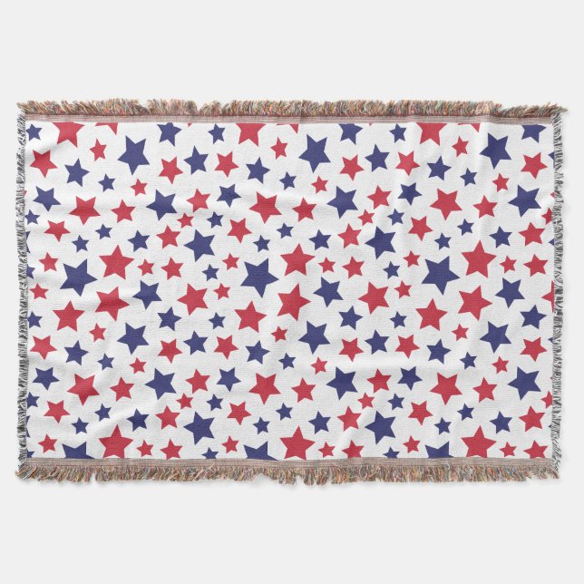 Manta Red and Blue Stars, 4th of July, White Background (Anverso)