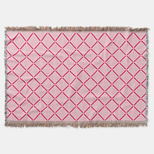 Manta Red and white geometric checkered pattern retro    (Anverso)
