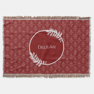 Manta Red Elegant Damask Personalized Throw Blanket