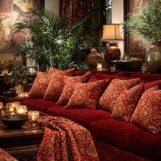 Manta Red & Gold Paisley Pattern Throw - Room Design 