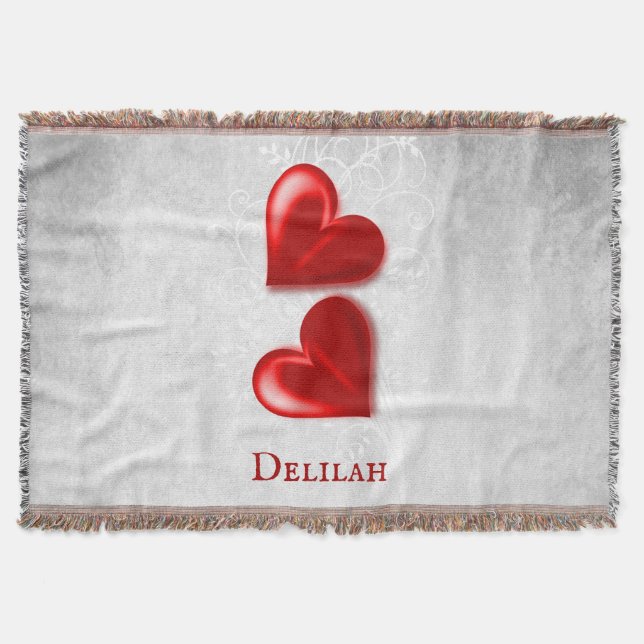 Manta Red Hearts Personalized Throw Blanket (Anverso)