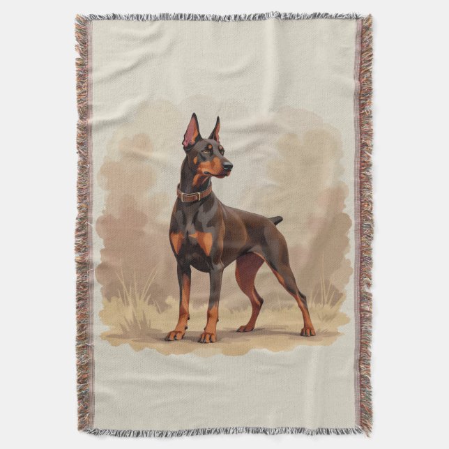 Manta Red Rust Brown Doberman Pinscher Dog (Frente vertical)