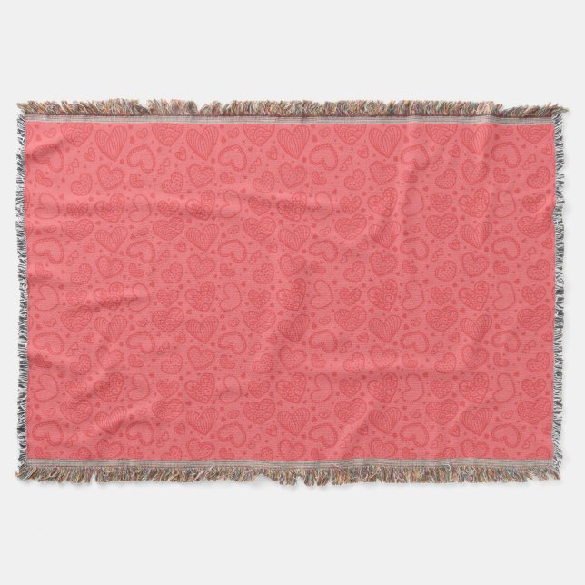 Manta Red Throw Blanket con los corazones (Anverso)