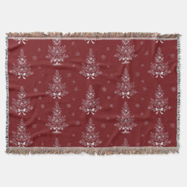 Manta Red Toile De Jouy Coquette Christmas Foliage (Anverso)