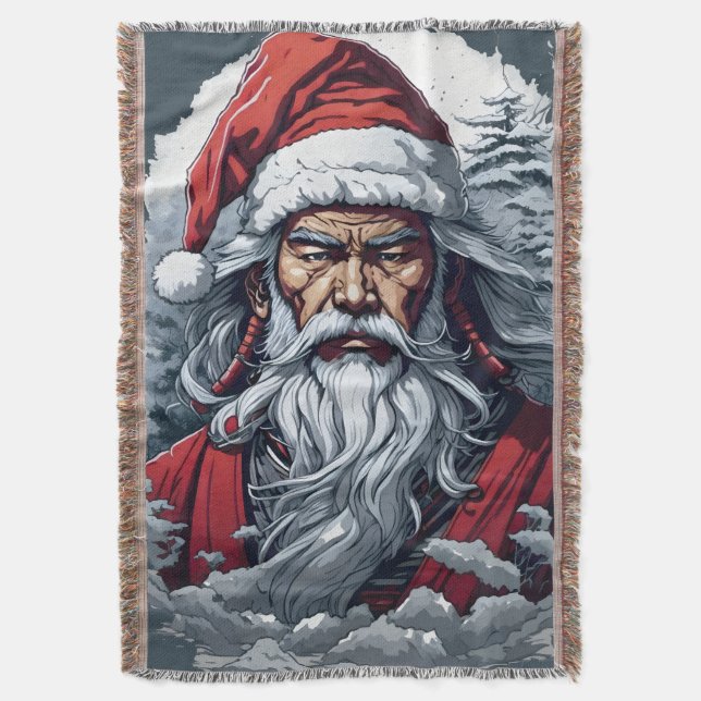 Manta Regalo de arte de los Navidades de Samurai Santa W (Frente vertical)