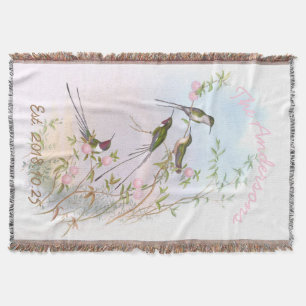 Manta Regalo de Boda Personalizada Floral de Hummingbird