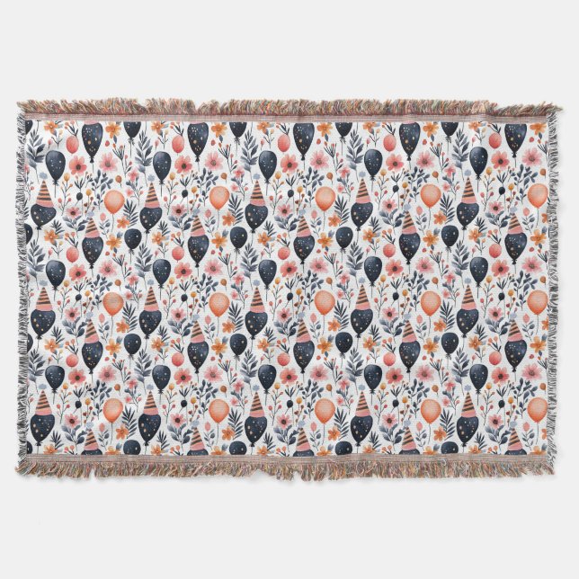 Manta Regalo de cumpleaños | Globo caprichoso y flor (Anverso)