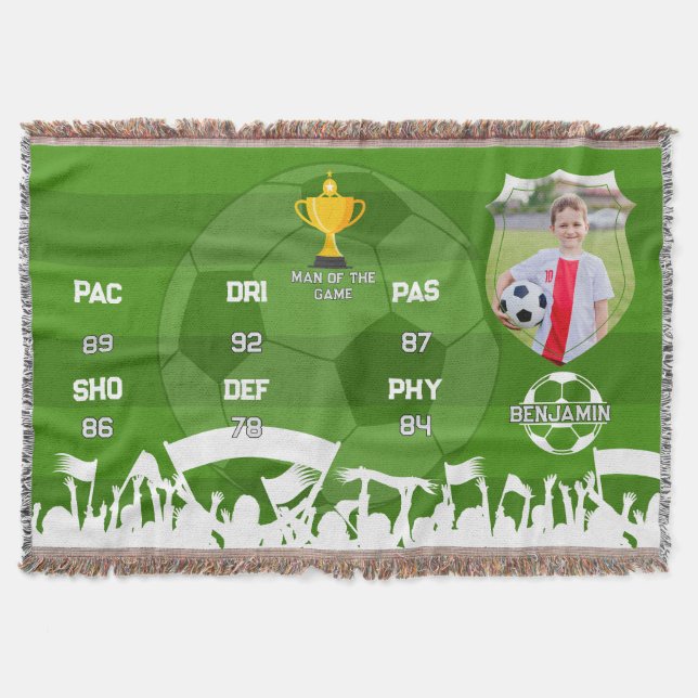 Manta Regalo De Fútbol Personalizado Para Niños, Tarjeta (Anverso)
