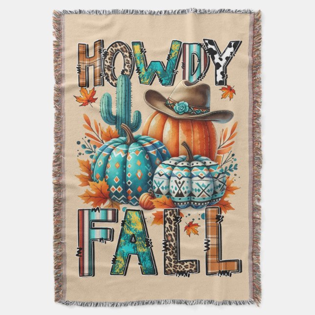 Manta Regalo secreto de buey de Howdy Fall Throw Blanket (Frente vertical)