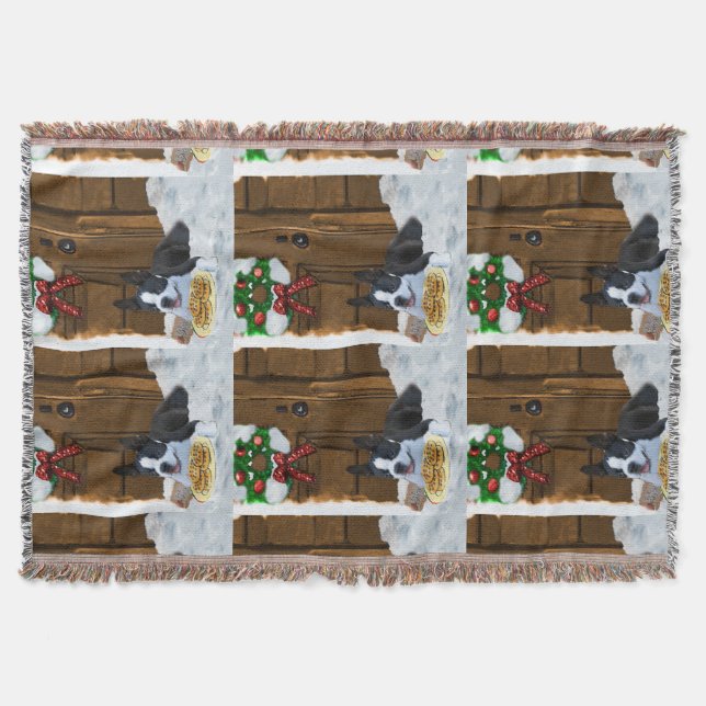 Manta Regalos de Navidades de Boston Terrier (Anverso)