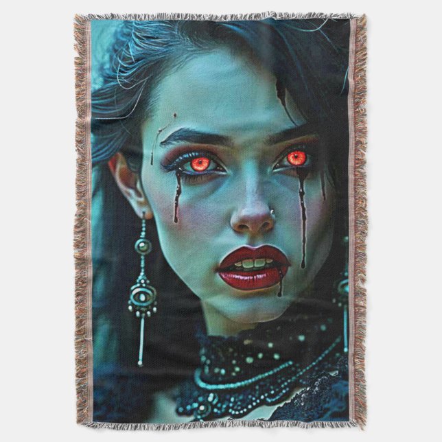 Manta Reina Vampiro: Arte de Oscuro Encanto (Frente vertical)