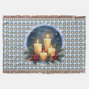 Manta Resplandor de velas de Navidad con poinsettias
