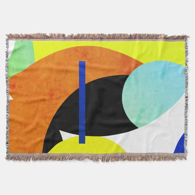 Manta Resumen Arte Mínimo Blanda Azul Amarillo (Anverso)