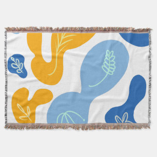 Manta Resumen Bobs botánicos Blue Yellow Throw Blanket