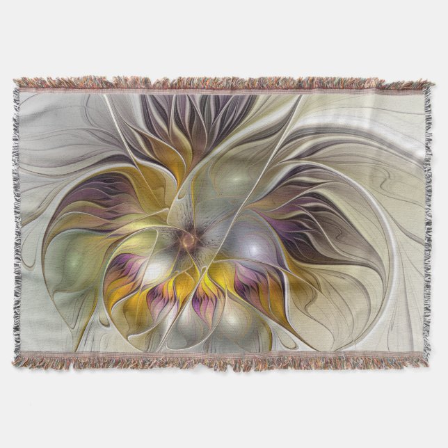 Manta Resumen de fantasía colorida Flor Fractal Moderno (Anverso)