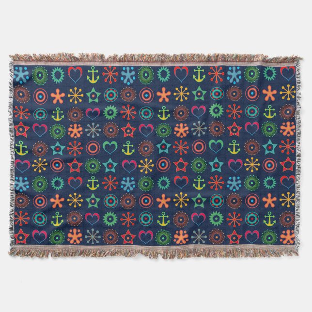 Manta Resumen de formas divertidas diseño retro impresió (Anverso)