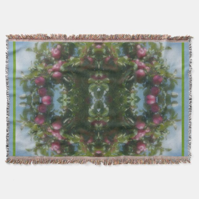 Manta Resumen de manzanas rojas sobre pintura de árboles (Anverso)