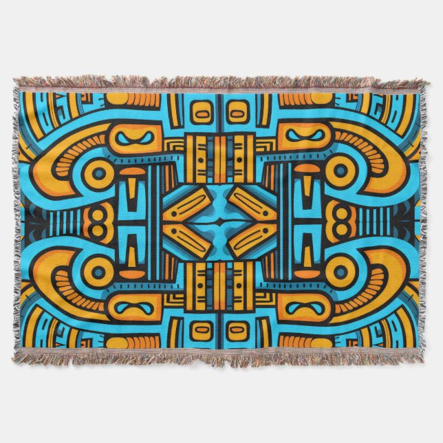 Manta Resumen figurativo Naranja azul negrita (Anverso)