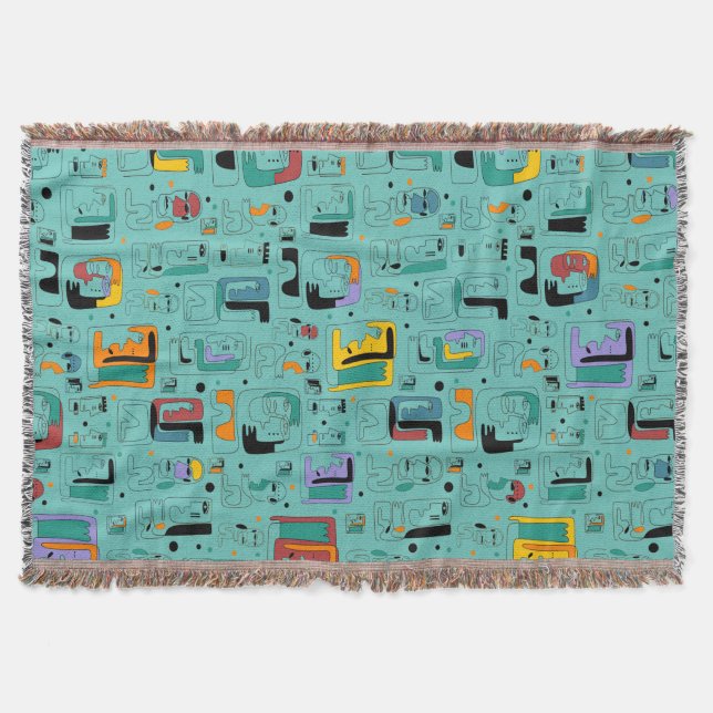 Manta Resumen maya tribal antiguo patrón de caras 1 (Anverso)