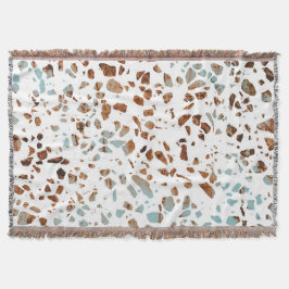 Manta Resumen Terrazzo Mosaic Rust Brown & Blue Pattern